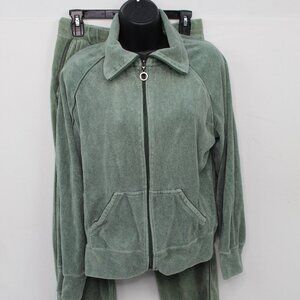 FUDA Sport Ladies Green Warm Up/Track Suit Jacket Size XL ,Pants Size Large